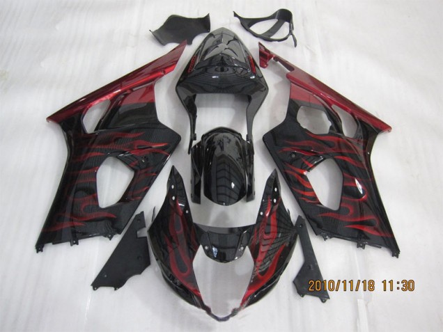 Affordable 2003-2004 Black Red Flame Suzuki GSXR1000 Motorcycle Bodywork UK Affordable 2003-2004 Black Red Flame Suzuki GSXR1000 Motorcycle Bodywork UK