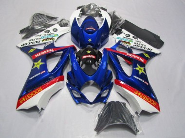Affordable 2007-2008 Blue Red Rockstar Suzuki GSXR1000 Motorbike Fairing Kits UK