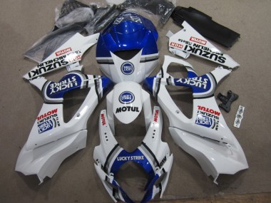 Affordable 2007-2008 White Blue Lucky Strike Red Motul Suzuki GSXR1000 Moto Fairings UK