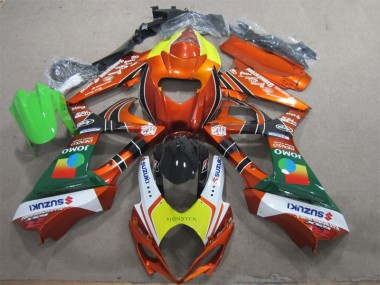 Affordable 2007-2008 Orange Yellow Monster Suzuki GSXR1000 Motorcycle Fairing Kits UK