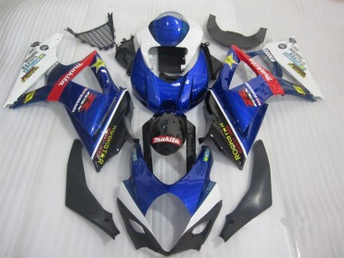 Affordable 2007-2008 Blue Black Rockstar Suzuki GSXR1000 Bike Fairings UK
