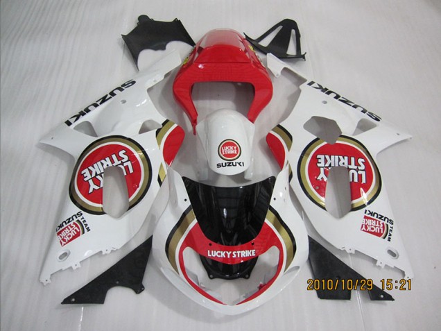 Affordable 2001-2003 Red White Lucky Strike Suzuki GSXR600 Bike Fairing UK Affordable 2001-2003 Red White Lucky Strike Suzuki GSXR600 Bike Fairing UK