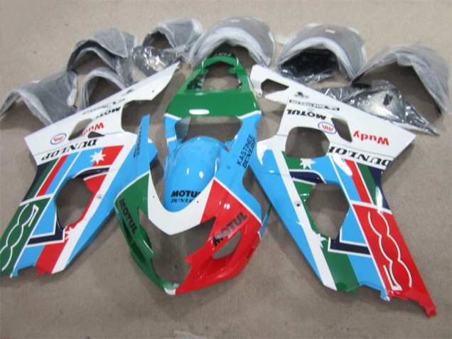 Affordable 2004-2005 Blue Green Red Motul Suzuki GSXR600 Motorcycle Fairing UK Affordable 2004-2005 Blue Green Red Motul Suzuki GSXR600 Motorcycle Fairing UK