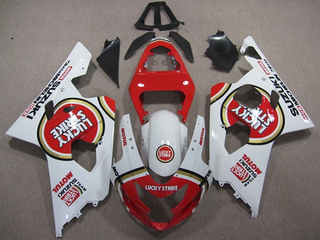 Affordable 2004-2005 Red White Lucky Strike Motul Suzuki GSXR600 Motorcycle Replacement Fairings UK Affordable 2004-2005 Red White Lucky Strike Motul Suzuki GSXR600 Motorcycle Replacement Fairings UK