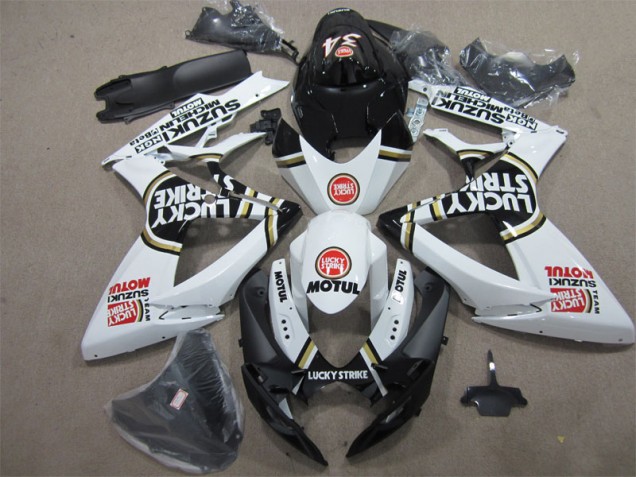 Affordable 2006-2007 Black White Lucky Strike Motul Suzuki GSXR600 Bike Fairing UK Affordable 2006-2007 Black White Lucky Strike Motul Suzuki GSXR600 Bike Fairing UK
