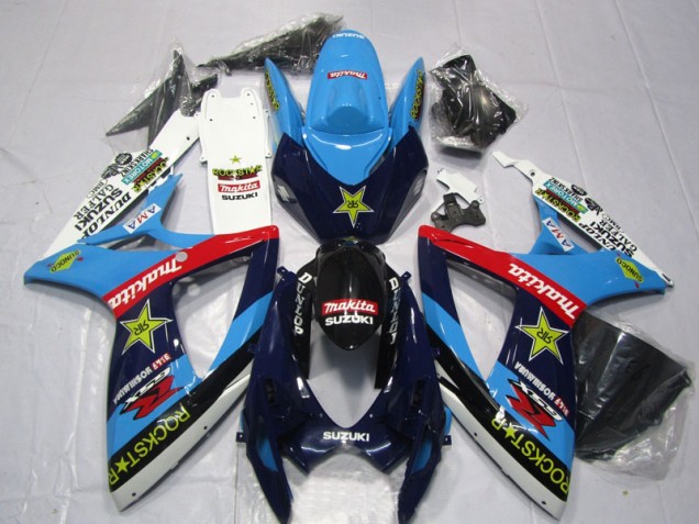 Affordable 2006-2007 Blue White Rockstar Makita Suzuki GSXR600 Motor Bike Fairings UK Affordable 2006-2007 Blue White Rockstar Makita Suzuki GSXR600 Motor Bike Fairings UK