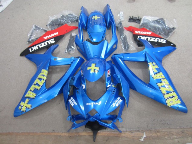 Affordable 2008-2010 Blue Yellow Rizla White Motul Suzuki GSXR600 Motorcycle Fairings UK