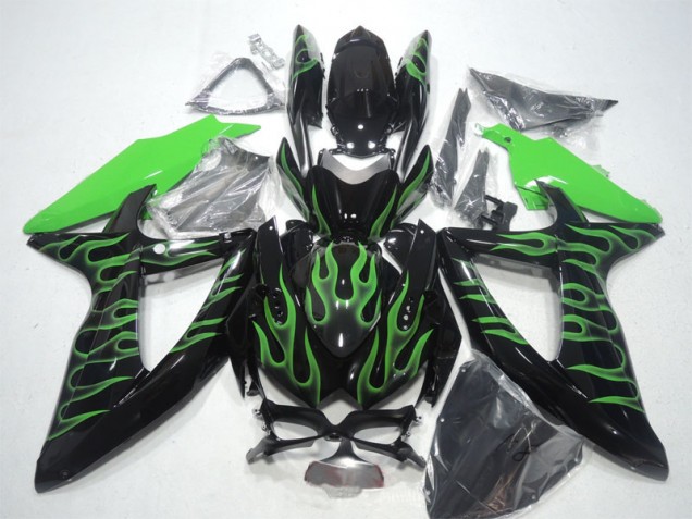 Affordable 2008-2010 Black Green Flame Suzuki GSXR600 Bike Fairings UK Affordable 2008-2010 Black Green Flame Suzuki GSXR600 Bike Fairings UK