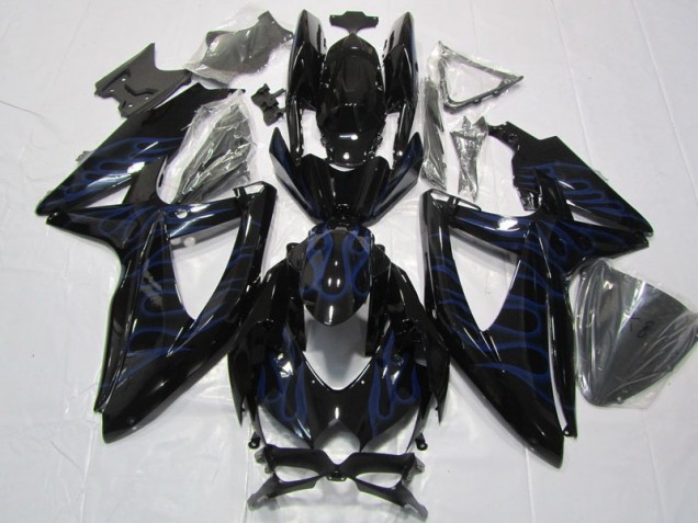 Affordable 2008-2010 Black Blue Flame Suzuki GSXR600 Bike Fairing UK Affordable 2008-2010 Black Blue Flame Suzuki GSXR600 Bike Fairing UK