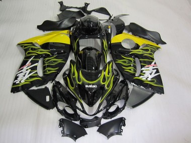 Affordable 2008-2019 Black Yellow Flame Suzuki GSXR1300 Hayabusa Motorcycle Fairing Kits UK