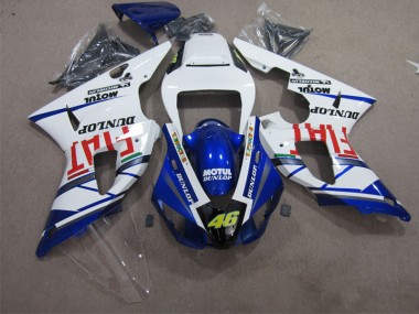 Affordable 1998-1999 Blue White Motul Dunlop 46 Yamaha YZF R1 Motorbike Fairing Kits UK