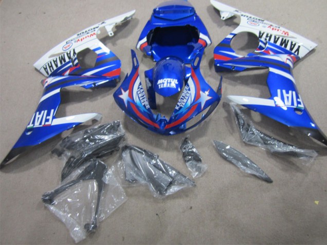 Affordable 2002-2003 Blue White Motul Fiat Yamaha YZF R1 Moto Fairings UK