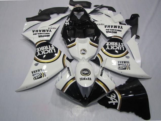 Affordable 2009-2011 Black White Lucky Strike Yamaha YZF R1 Motorcycle Fairings Kits UK