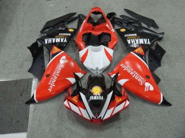 Affordable 2009-2011 Black White Santander Red Yamaha YZF R1 Motorcycle Fairing Kits UK
