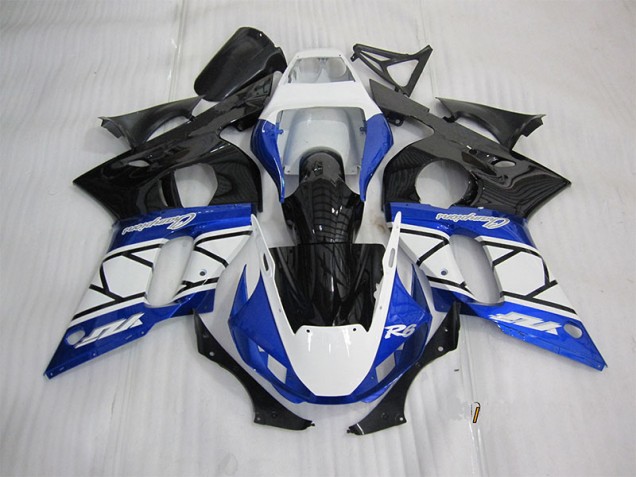 Affordable 1998-2002 Blue White Black Yamaha YZF R6 Motorbike Fairings UK