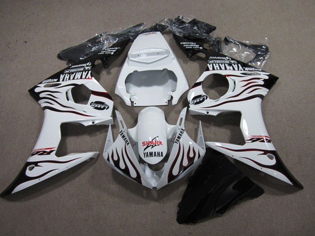 Affordable 2003-2005 White Black Flame Shark Yamaha YZF R6 Replacement Fairings UK